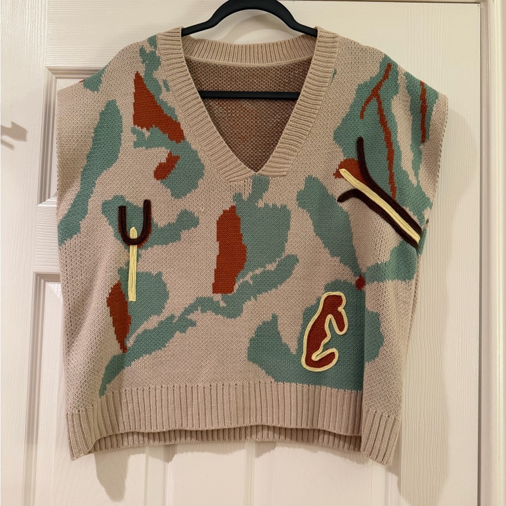Stylish Beige and Teal Women's Sweater